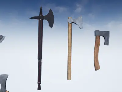 Weapons Series - Axes - Mini Pack Low-poly 3D model