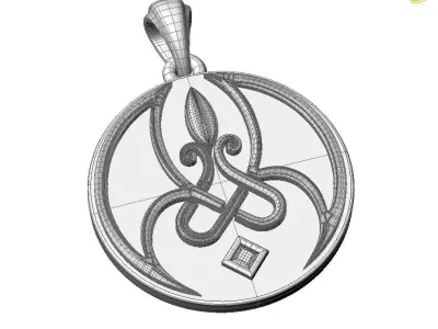 Decorative Pendant with gem 001 3D print model