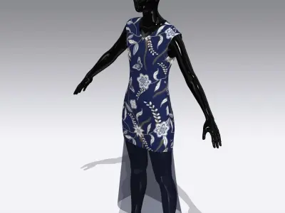 Female Cloth Dress Low-poly 3D model
