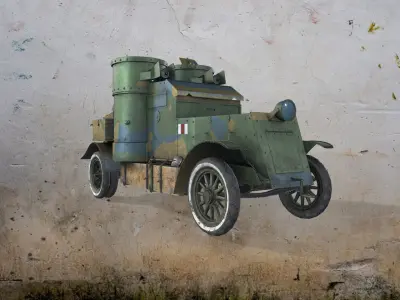 WWI armored car - Austin - 3rd Series 1918 Low-poly 3D model