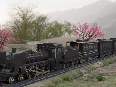 Locomotive c5795 PBR Low poly game ready  Low-poly 3D model