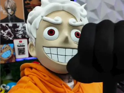 Luffy Gear 5 Head Decor Mask - Wearable - One Piece Cosplay 3D print model