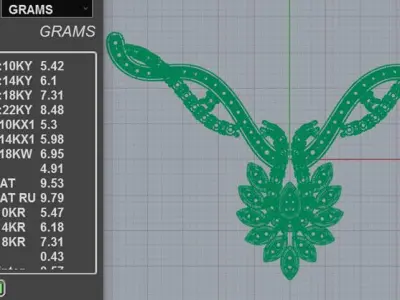 Floral V-Shape Diamond Pendant 3D print model