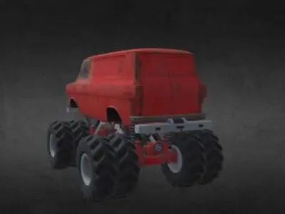Rusty Van - Monster Truck Low-poly 3D model