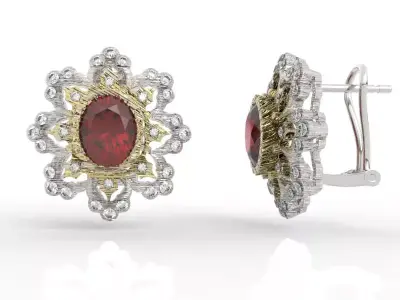 Luxury Vintage Flower Earrings 3D print model