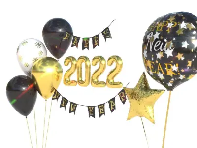 BALLOONS HAPPY NEW YEAR 3D model