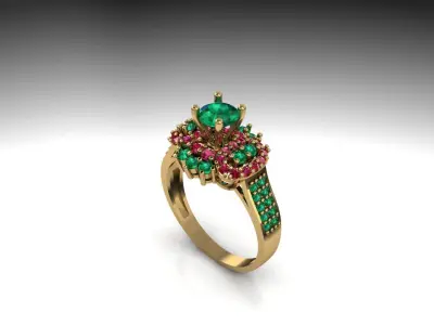 Ruby Emerald luxury ring 3D print model