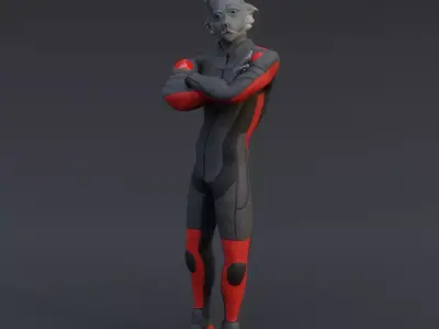 Humanoid Bunny With Racing Suit Low-poly 3D model