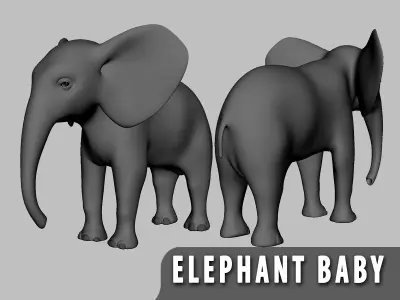 Baby Elephant Low-poly 3D model