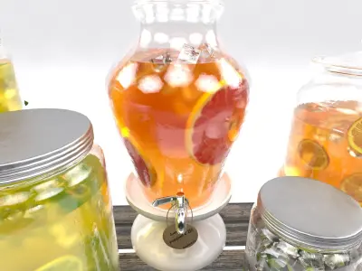 Lemonade set 2 in jar with tag 3D model