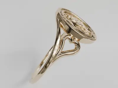 miraculous medal heart ring 3D print model