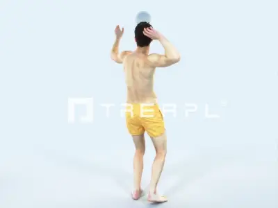 Virtue 04L Beach Serving Sports Man Low-poly 3D model