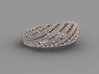 Rose Gold Women Diamond Ring 3D print model 3D print model 18