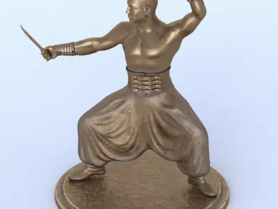 Cossack statue Low-poly 3D model