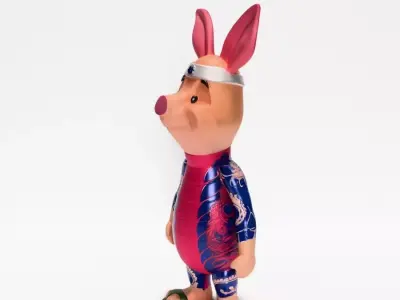 Piglet Japanese Tattoo Yakuza Pop Culture Traditional Art toy 3D print model