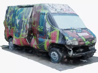 Wrecked van 3D model