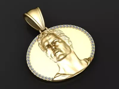 gold portrait pendant 3D printable model   3D print model