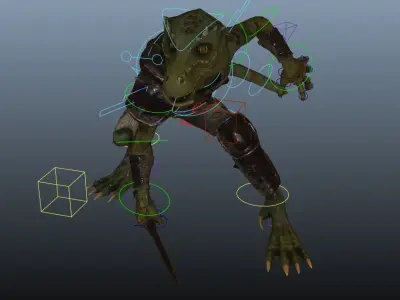 Kobold Lizard rigged for games Low-poly 3D model