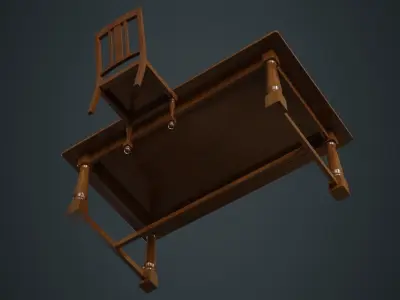 Table And Chair 1A Low-poly 3D model