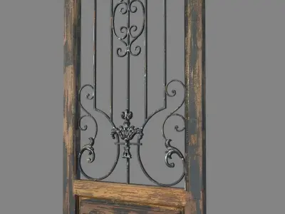 Deco 79 Rustic Arched Door-Inspired Wood And Metal Wall Decor 3D model