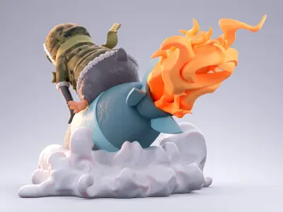 Penguin riding bomb 3D print model
