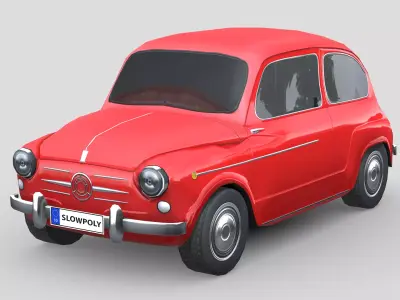 Fiat 600D 1965 Low-poly 3D model