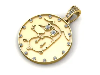 CARTOON CHARACTER COIN GOLD PENDANT   3D print model