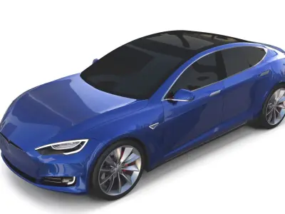 Tesla Model S 2016 Blue with Chassis 3D model
