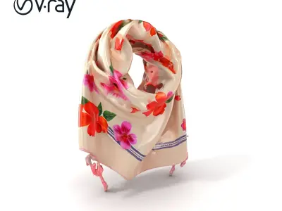 Floral Silk Scarf with Fringe model pack Low-poly 3D model
