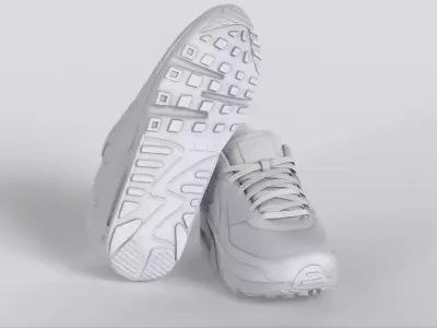 Nike Air Max 90 Recraft Triple White Low-poly 3D model