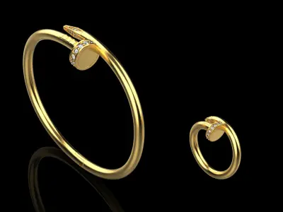 Nail Bracelet and Ring set 65678 3D print model