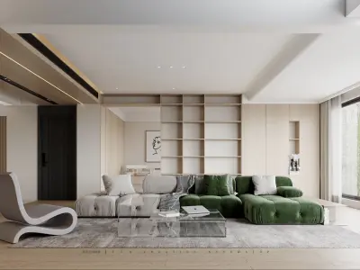 Modern Elegance - 3D Living  Dining   Bedroom Spaces 3D model