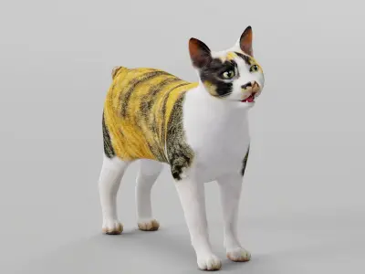 Japanese Bobtail Cat Low-poly 3D model