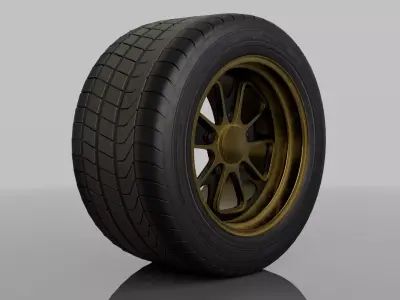 Car wheel with yokohama tire 3D model