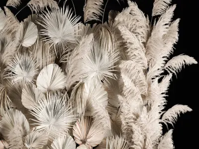 Vertical garden wall made of dry palm branches and pampas grass 3D model