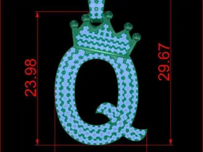 Pendant Gold  Q charater 3D print model