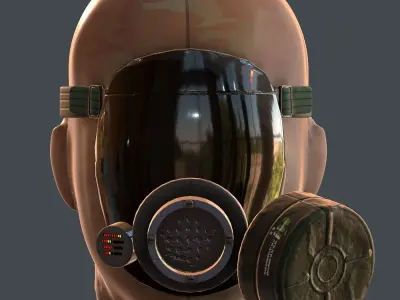 Gas mask helmet 3d model scifi Low-poly  Low-poly 3D model