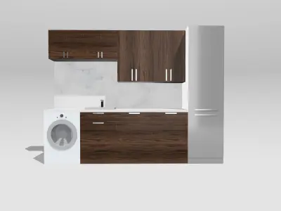 Single wall kitchen with Island  3D model