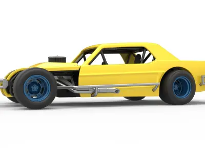 Vintage Asphalt Modified stock car V8 Scale 1 to 25 3D print model