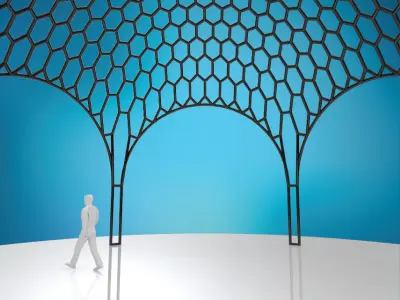 hexadome dense hexagonal dome glass and wire frame structure Low-poly 3D model