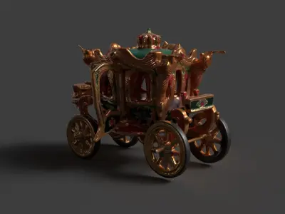  Chinese ancient carriage figure  Low-poly 3D model