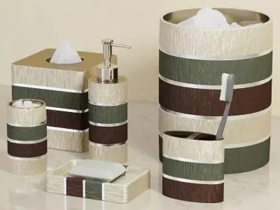 Modern Line Sage Striped Bath Accessories 3D model