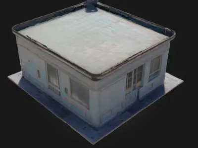 Blue Vintage Kiosk  Charming Streetside Elegance 3D model