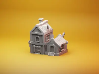 cartoon village house  Free 3D model