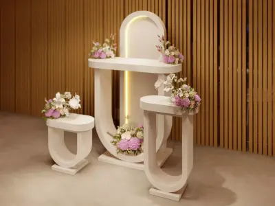 Elegant Floral Pedestal Stands Low-poly 3D model