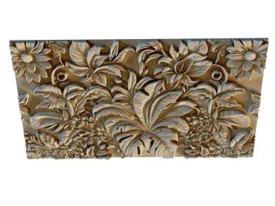 mural flowers decor set wall panel 02 3D model