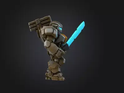 Guardian Mech Low-poly 3D model