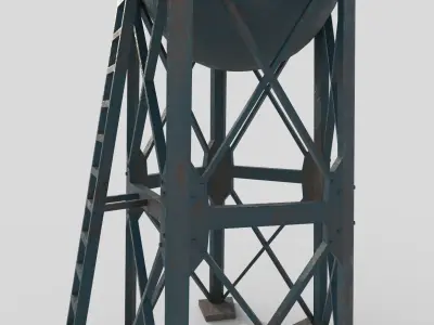 Water Tank Tower Low-poly 3D model