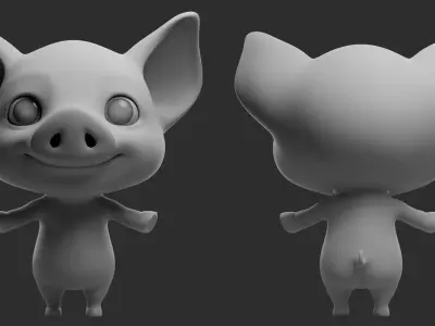 Pig Cartoon Low-poly 3D model