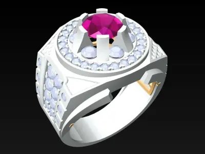 Diamond Rings - Mens Ring - N2436 3D print model